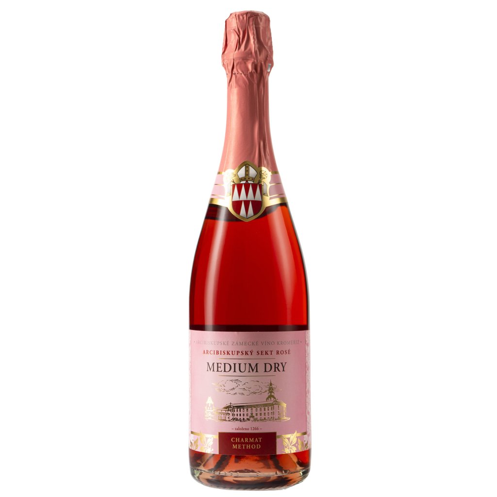 Sekt Rosé Medium Dry 2018, polosuché, Arcibiskupské zámecké víno Kroměříž