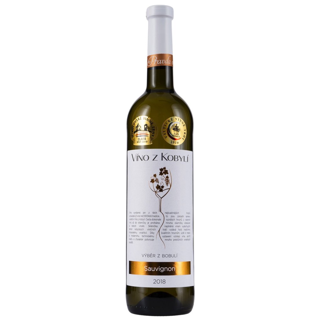 Sauvignon 2018, polosladké, Víno z Kobylí