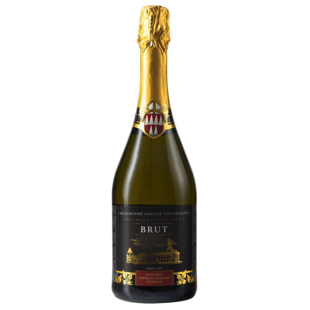 Sekt Rizling rýnsky BRUT 2017, suché, Arcibiskupské zámecké víno Kroměříž